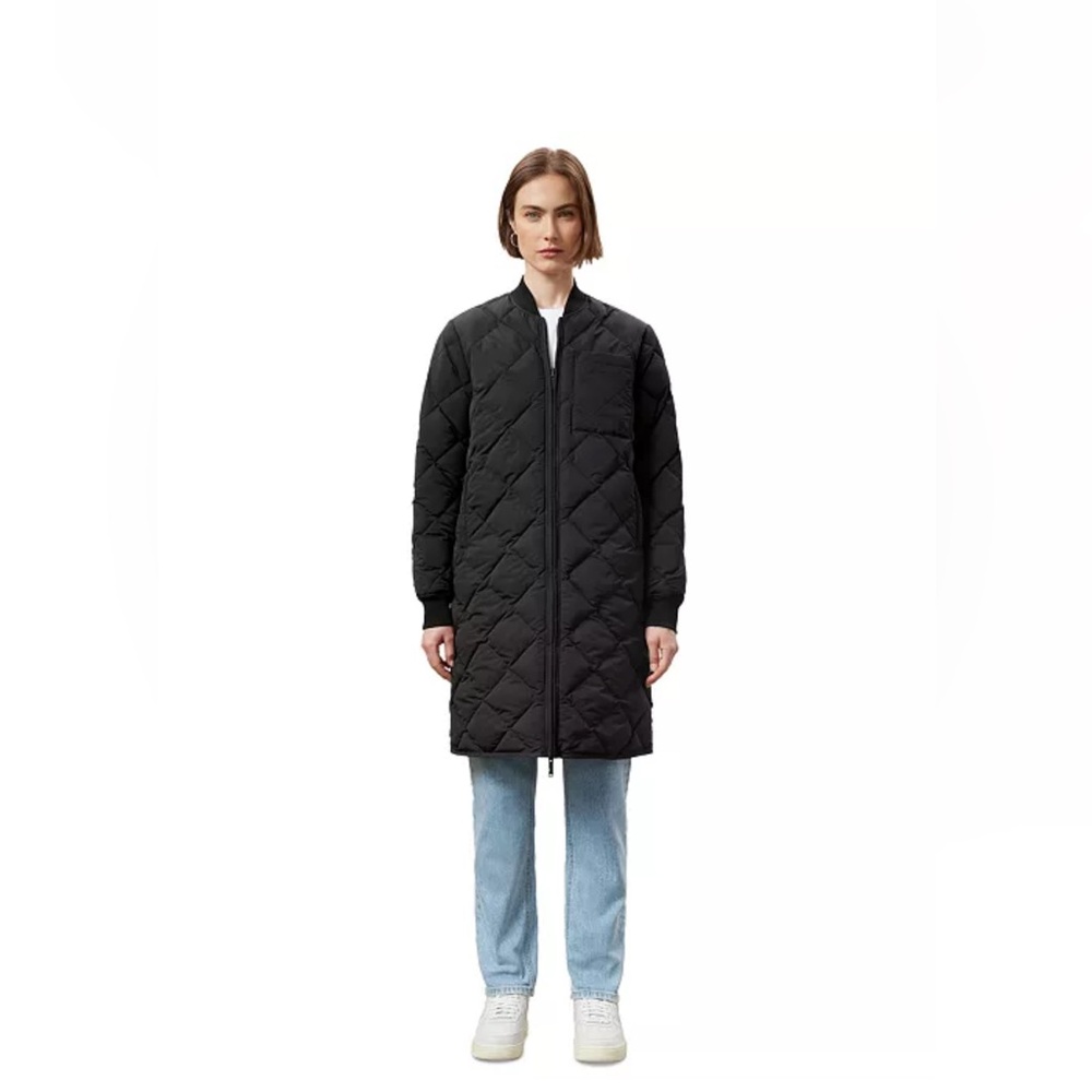 Frank & Oak Skyline Reversible Long Bomber in Black - Picture 2 of 8
